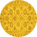 Round Oriental Yellow Traditional Rug, abs3617yw