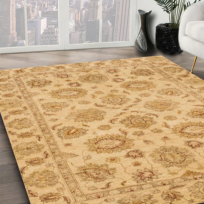 Abstract Orange Oriental Rug in Family Room, abs3617