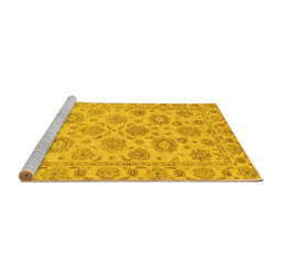 Sideview of Machine Washable Oriental Yellow Traditional Rug, wshabs3617yw
