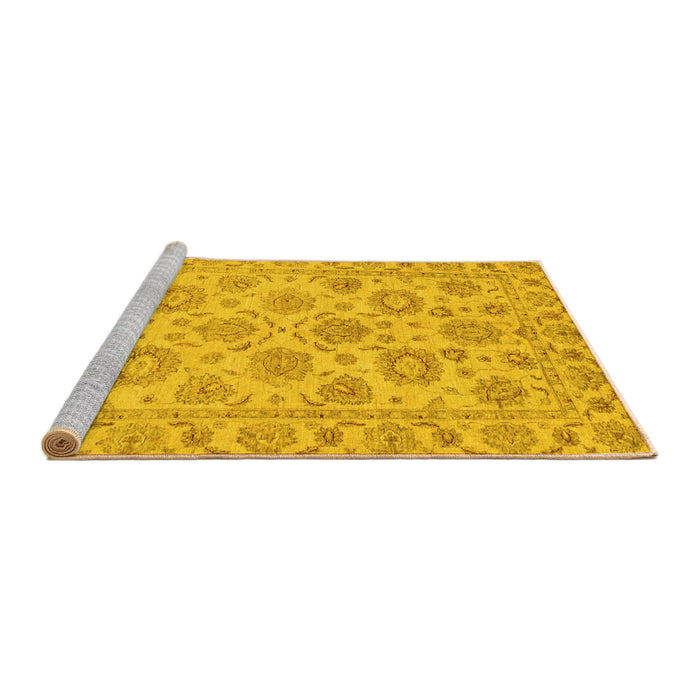 Sideview of Machine Washable Oriental Yellow Traditional Rug, wshabs3617yw
