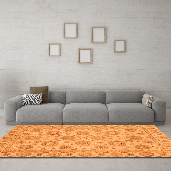 Machine Washable Oriental Orange Traditional Area Rugs in a Living Room, wshabs3617org