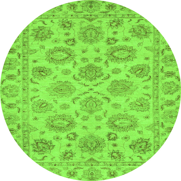 Round Oriental Green Traditional Rug, abs3617grn