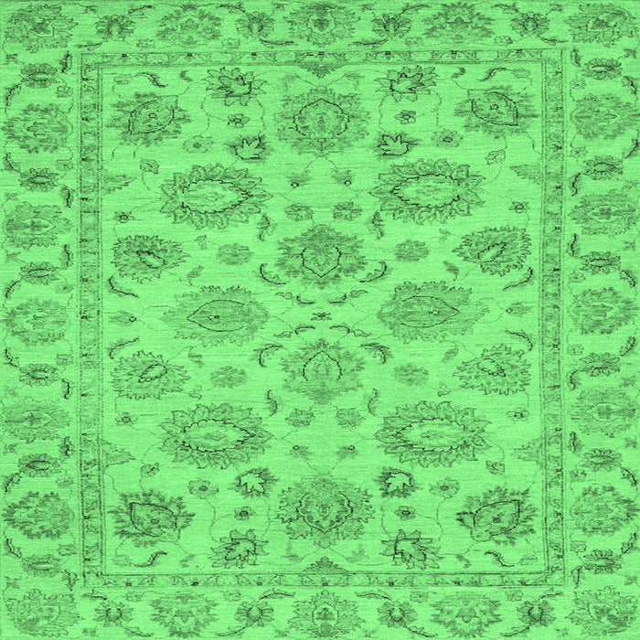 Square Oriental Emerald Green Traditional Rug, abs3617emgrn