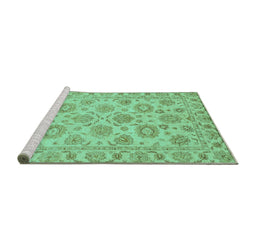 Sideview of Machine Washable Oriental Turquoise Traditional Area Rugs, wshabs3617turq