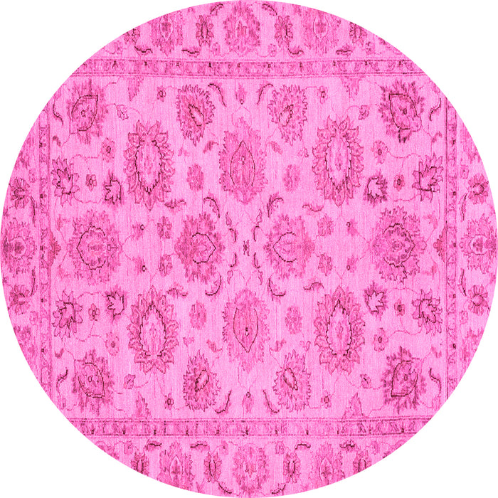 Round Machine Washable Oriental Pink Traditional Rug, wshabs3617pnk