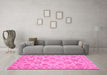 Machine Washable Oriental Pink Traditional Rug in a Living Room, wshabs3617pnk