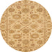 Round Abstract Orange Oriental Rug, abs3617