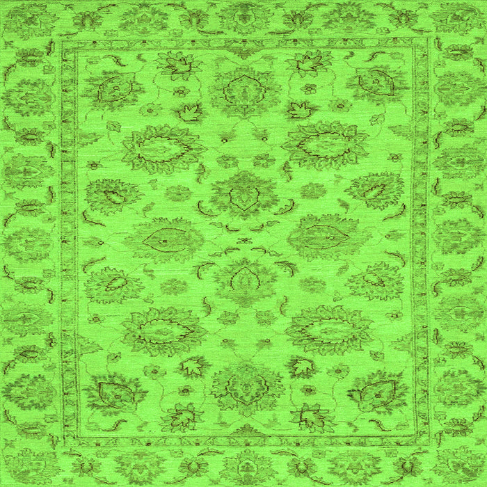 Square Machine Washable Oriental Green Traditional Area Rugs, wshabs3617grn