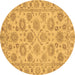 Round Oriental Brown Traditional Rug, abs3617brn