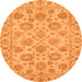 Round Machine Washable Oriental Orange Traditional Area Rugs, wshabs3617org