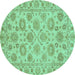 Round Oriental Turquoise Traditional Rug, abs3617turq