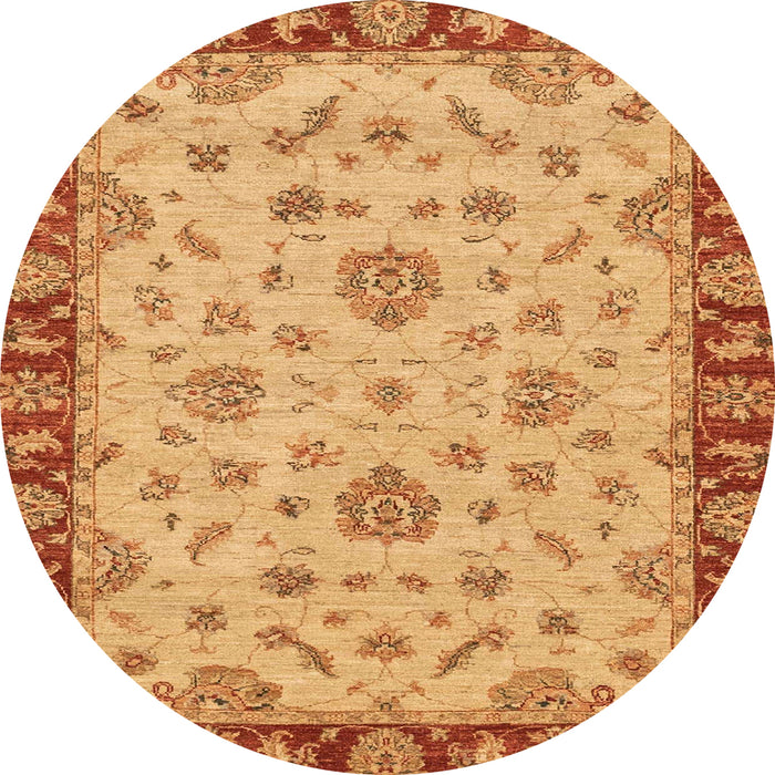 Round Machine Washable Abstract Orange Red Rug, wshabs3618