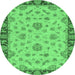 Round Abstract Emerald Green Modern Rug, abs3618emgrn