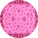 Round Abstract Pink Modern Rug, abs3618pnk