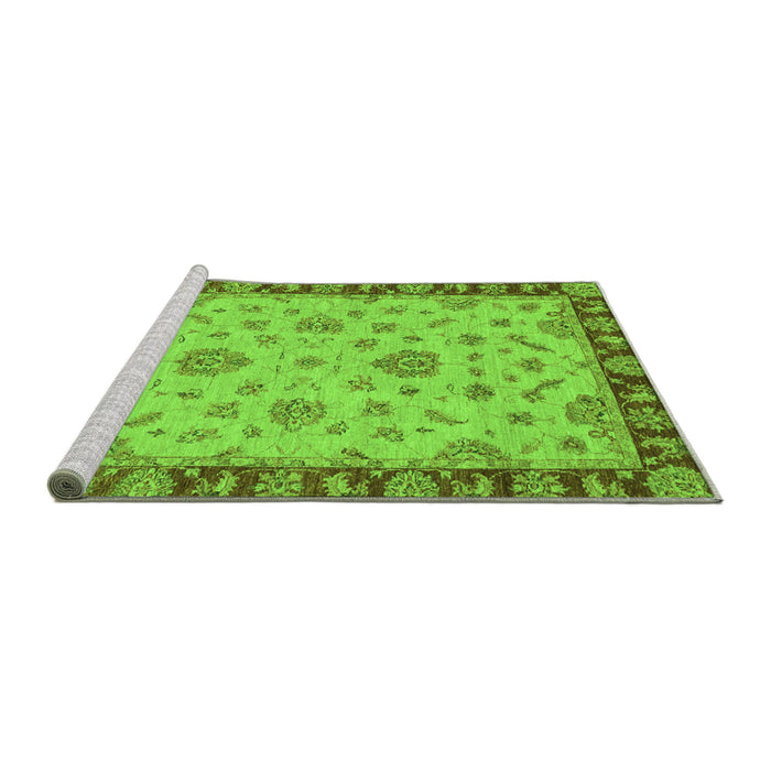 Sideview of Machine Washable Abstract Green Modern Area Rugs, wshabs3618grn