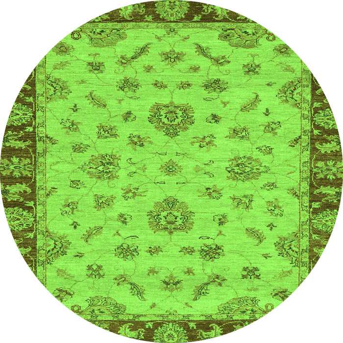 Round Machine Washable Abstract Green Modern Area Rugs, wshabs3618grn