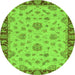 Round Machine Washable Abstract Green Modern Area Rugs, wshabs3618grn