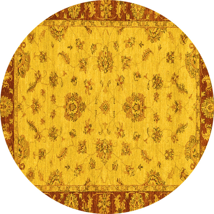 Round Machine Washable Abstract Yellow Modern Rug, wshabs3618yw