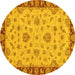 Round Machine Washable Abstract Yellow Modern Rug, wshabs3618yw