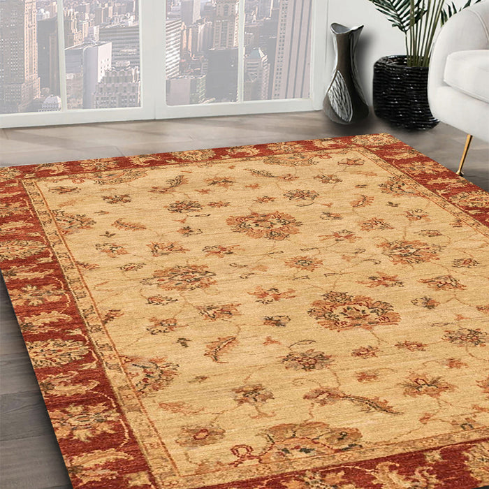 Abstract Orange Red Modern Rug in Family Room, abs3618