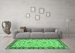 Machine Washable Abstract Emerald Green Modern Area Rugs in a Living Room,, wshabs3618emgrn