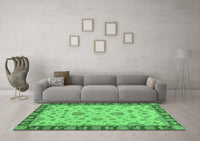 Machine Washable Abstract Emerald Green Modern Rug, wshabs3618emgrn