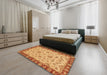 Abstract Orange Red Modern Rug in a Bedroom, abs3618