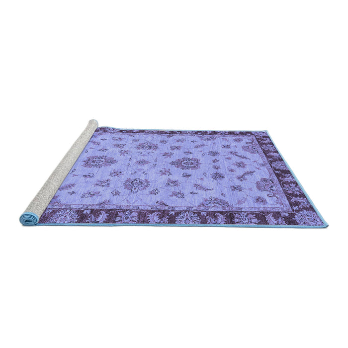 Sideview of Machine Washable Abstract Blue Modern Rug, wshabs3618blu
