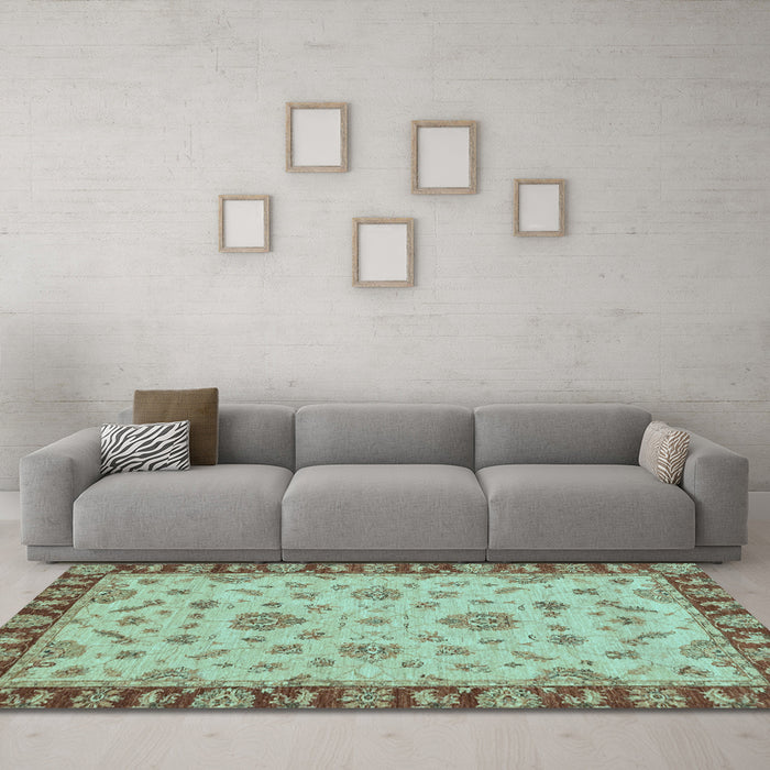 Machine Washable Abstract Light Blue Modern Rug in a Living Room, wshabs3618lblu