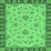 Square Machine Washable Abstract Emerald Green Modern Area Rugs, wshabs3618emgrn