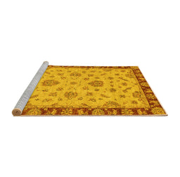 Sideview of Machine Washable Abstract Yellow Modern Rug, wshabs3618yw