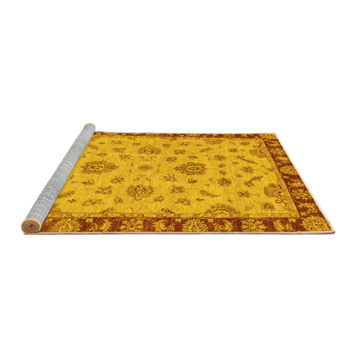 Sideview of Machine Washable Abstract Yellow Modern Rug, wshabs3618yw