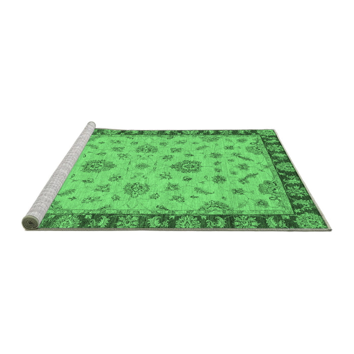 Sideview of Machine Washable Abstract Emerald Green Modern Area Rugs, wshabs3618emgrn