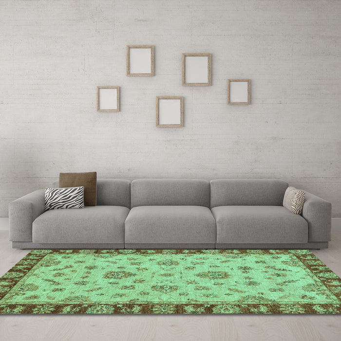 Machine Washable Abstract Turquoise Modern Area Rugs in a Living Room,, wshabs3618turq