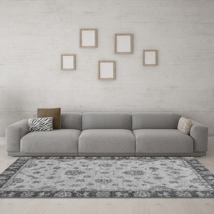 Machine Washable Abstract Gray Modern Rug in a Living Room,, wshabs3618gry