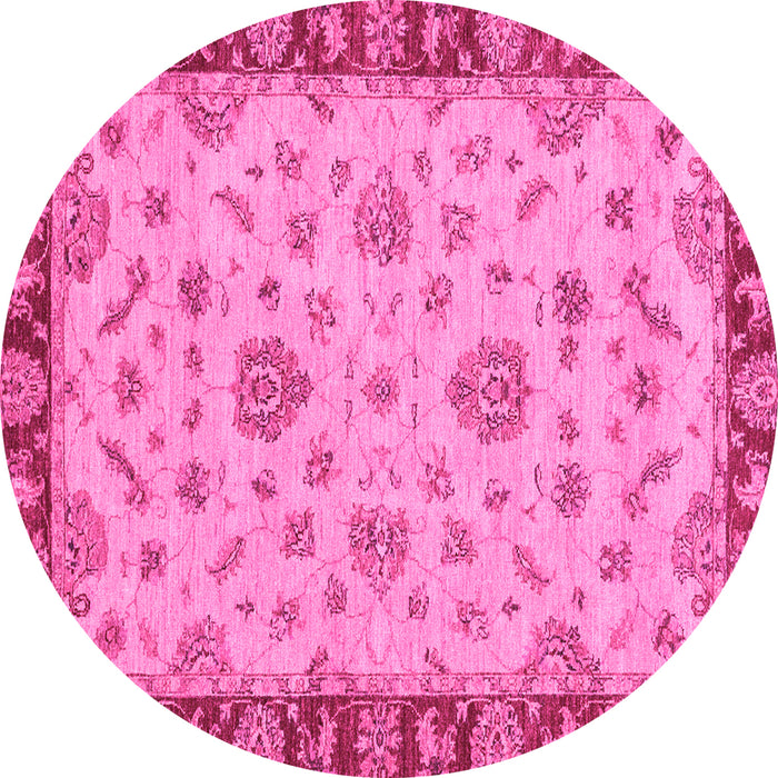 Round Machine Washable Abstract Pink Modern Rug, wshabs3618pnk