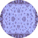 Round Abstract Blue Modern Rug, abs3618blu