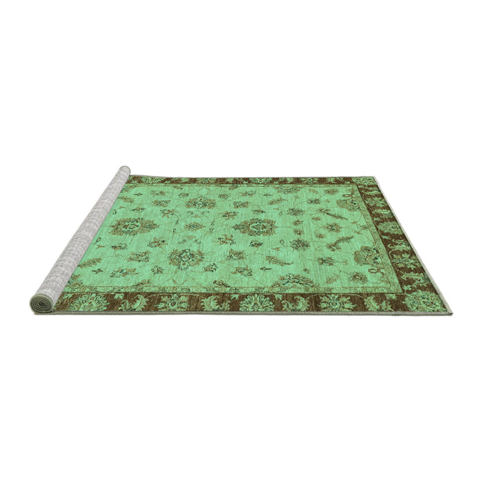 Sideview of Machine Washable Abstract Turquoise Modern Area Rugs, wshabs3618turq