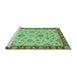 Sideview of Machine Washable Abstract Turquoise Modern Area Rugs, wshabs3618turq