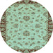 Round Abstract Light Blue Modern Rug, abs3618lblu