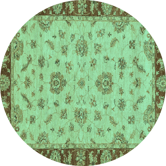 Round Abstract Turquoise Modern Rug, abs3618turq