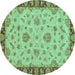 Round Abstract Turquoise Modern Rug, abs3618turq