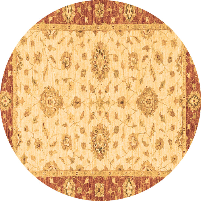 Round Machine Washable Oriental Brown Traditional Rug, wshabs3619brn