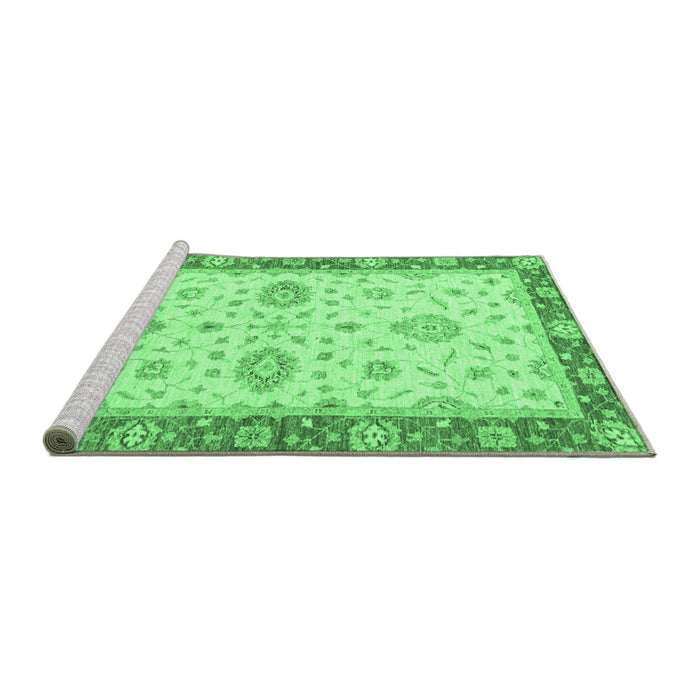 Sideview of Machine Washable Oriental Emerald Green Traditional Area Rugs, wshabs3619emgrn