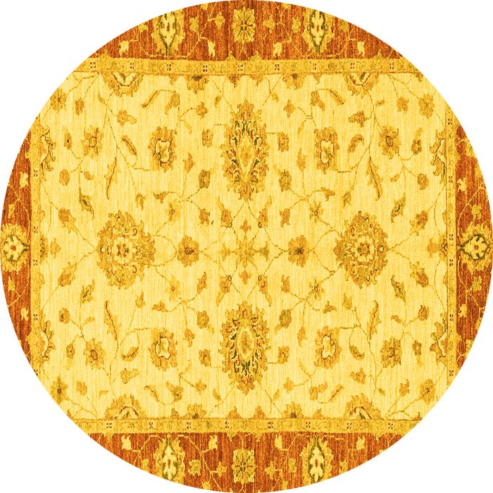 Round Oriental Yellow Traditional Rug, abs3619yw