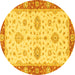 Round Oriental Yellow Traditional Rug, abs3619yw