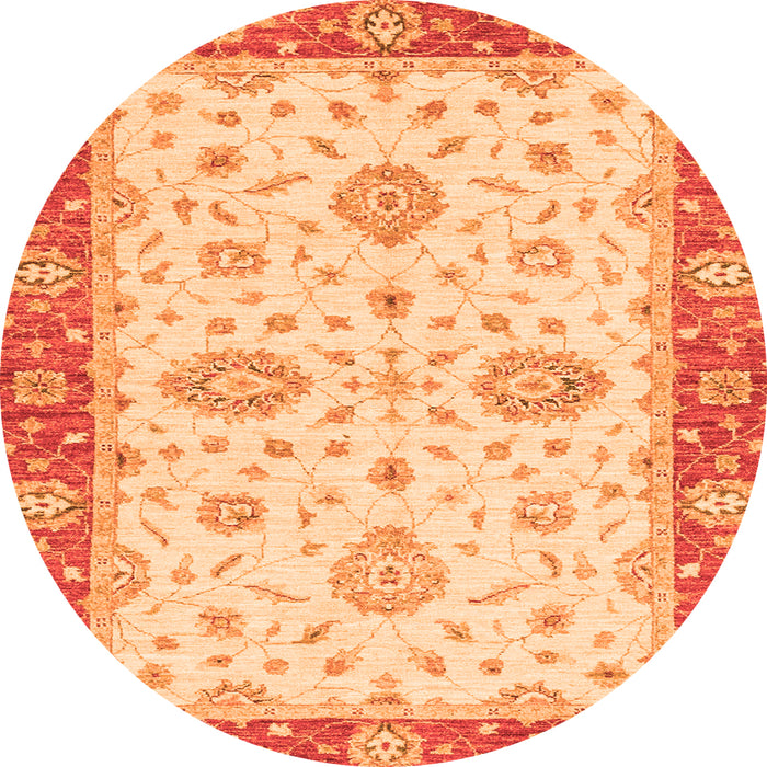 Round Oriental Orange Traditional Rug, abs3619org