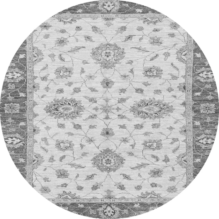 Round Machine Washable Oriental Gray Traditional Rug, wshabs3619gry