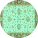 Round Oriental Turquoise Traditional Rug, abs3619turq