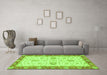 Machine Washable Oriental Green Traditional Area Rugs in a Living Room,, wshabs3619grn